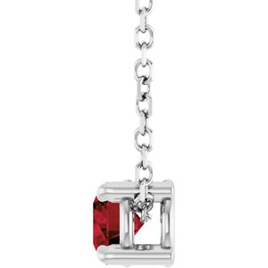14K White 4 mm Natural Mozambique Garnet 16-18" Necklace