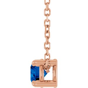 14K Rose 4 mm Lab-Grown Blue Sapphire 16-18" Necklace