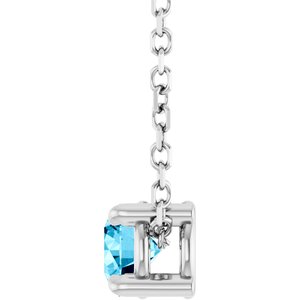14K White 4 mm Natural Aquamarine 16-18" Necklace