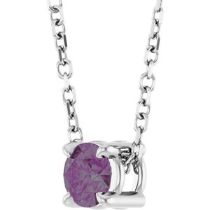 14K White 4 mm Lab-Grown Alexandrite 16-18" Necklace