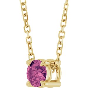 14K Yellow 4 mm Natural Pink Tourmaline 16-18" Necklace