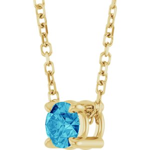 14K Yellow 4 mm Natural Blue Zircon 16-18" Necklace