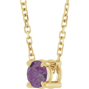 14K Yellow 4 mm Lab-Grown Alexandrite 16-18" Necklace