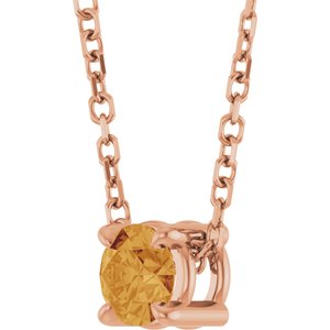 14K Rose 4 mm Natural Citrine 16-18" Necklace