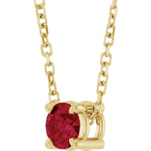 14K Yellow 4 mm Lab-Grown Ruby 16-18" Necklace