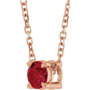 14K Rose 4 mm Natural Ruby 16-18" Necklace