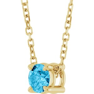 14K Yellow 4 mm Natural Aquamarine 16-18" Necklace