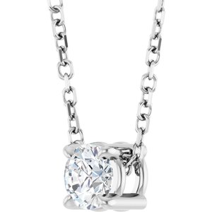 14K White 1/5 CT Natural Diamond 16-18" Necklace