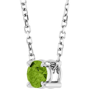 14K White 4 mm Natural Peridot 16-18" Necklace