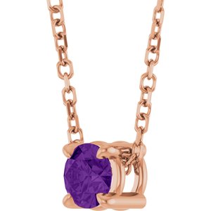 14K Rose 4 mm Natural Amethyst 16-18" Necklace