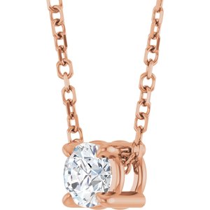 14K Rose 1/5 CT Natural Diamond 16-18" Necklace