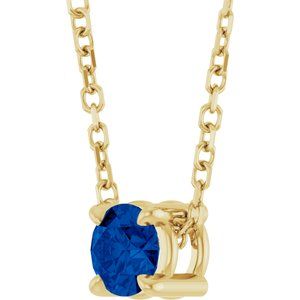 14K Yellow 4 mm Natural Blue Sapphire 16-18" Necklace