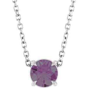 Sterling Silver 5 mm Lab-Grown Alexandrite 16-18" Necklace