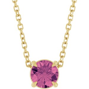 14K Yellow 5 mm Natural Pink Tourmaline 16-18" Necklace