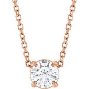 14K Rose 5 mm Natural White Sapphire 16-18" Necklace