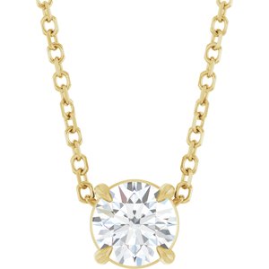 14K Yellow 5 mm Natural White Sapphire 16-18" Necklace