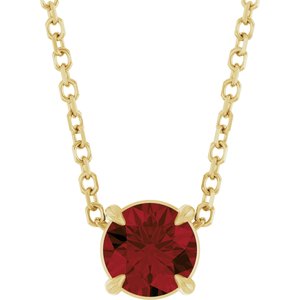 14K Yellow 5 mm Natural Mozambique Garnet 16-18" Necklace