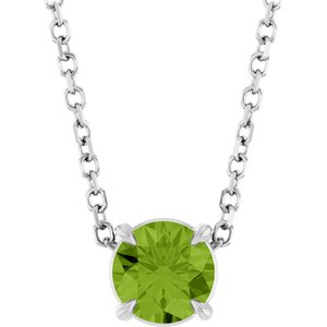 14K White 5 mm Natural Peridot 16-18" Necklace