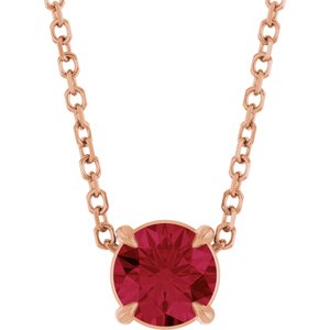 14K Rose 5 mm Natural Ruby 16-18" Necklace