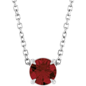 14K White 5 mm Natural Mozambique Garnet 16-18" Necklace
