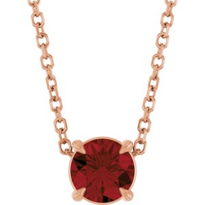 14K Rose 5 mm Natural Mozambique Garnet 16-18" Necklace