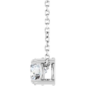 14K White 5 mm Natural White Sapphire 16-18" Necklace