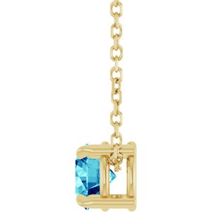 14K Yellow 5 mm Natural Blue Zircon 16-18" Necklace