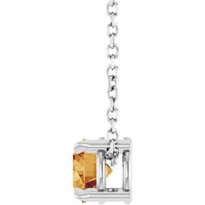 14K White 5 mm Natural Citrine 16-18" Necklace