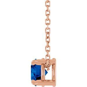 14K Rose 5 mm Lab-Grown Blue Sapphire 16-18" Necklace