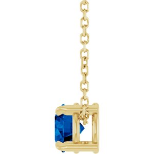 14K Yellow 5 mm Lab-Grown Blue Sapphire 16-18" Necklace