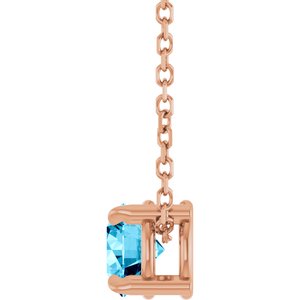 14K Rose 5 mm Natural Aquamarine 16-18" Necklace