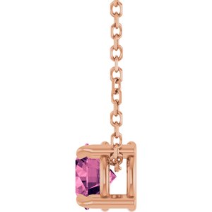 14K Rose 5 mm Natural Pink Tourmaline 16-18" Necklace