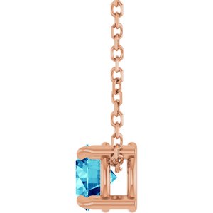 14K Rose 5 mm Natural Blue Zircon 16-18" Necklace