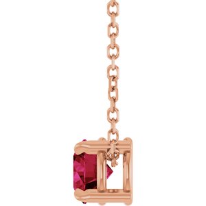 14K Rose 5 mm Natural Ruby 16-18" Necklace