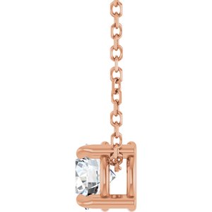 14K Rose 5 mm Natural White Sapphire 16-18" Necklace