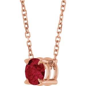 14K Rose 5 mm Natural Ruby 16-18" Necklace