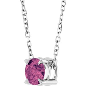14K White 5 mm Natural Pink Tourmaline 16-18" Necklace