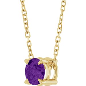 14K Yellow 5 mm Natural Amethyst 16-18" Necklace
