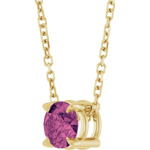 14K Yellow 5 mm Natural Pink Tourmaline 16-18" Necklace