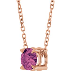 14K Rose 5 mm Natural Pink Tourmaline 16-18" Necklace