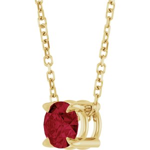 14K Yellow 5 mm Natural Ruby 16-18" Necklace
