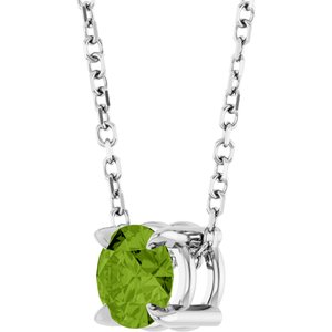 14K White 5 mm Natural Peridot 16-18" Necklace