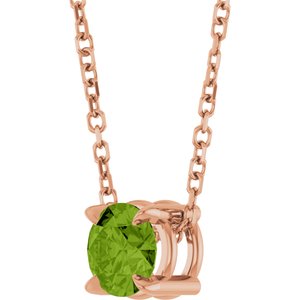 14K Rose 5 mm Natural Peridot 16-18" Necklace