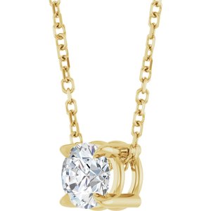 14K Yellow 5 mm Natural White Sapphire 16-18" Necklace
