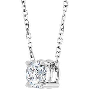 14K White 5 mm Natural White Sapphire 16-18" Necklace