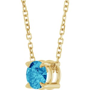 14K Yellow 5 mm Natural Blue Zircon 16-18" Necklace