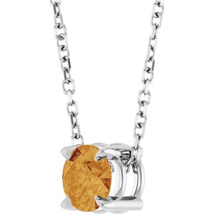 14K White 5 mm Natural Citrine 16-18" Necklace