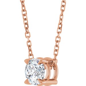14K Rose 5 mm Natural White Sapphire 16-18" Necklace