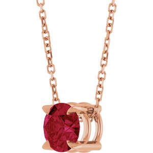 14K Rose 6 mm Lab-Grown Ruby 16-18" Necklace