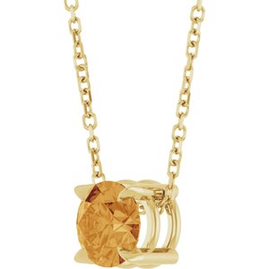 14K Yellow 6 mm Natural Citrine 16-18" Necklace